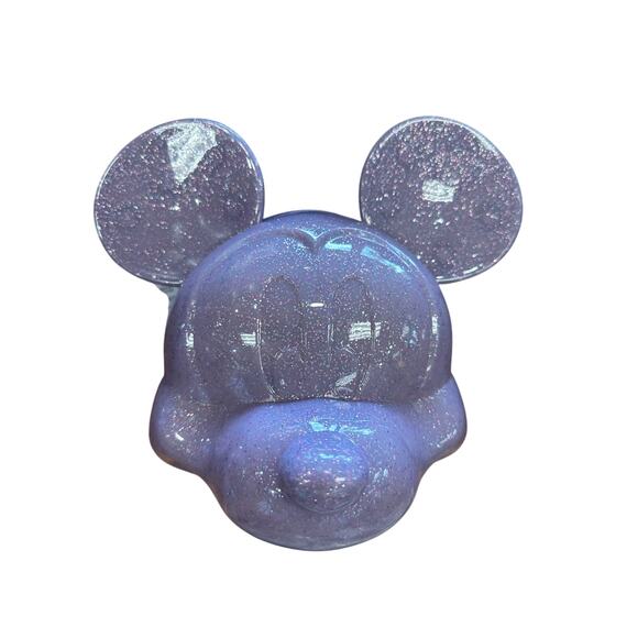 Disney Parks Loungefly Purple Glitter Molded Mickey Mouse Head - Picture 1 of 5